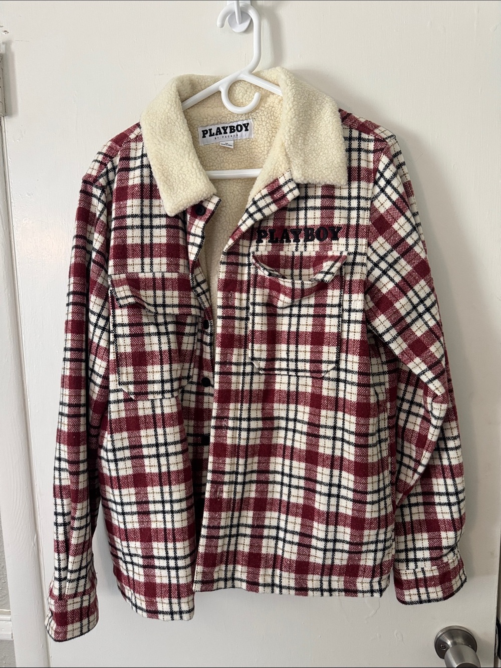 PLAYBOY Plaid Sherpa-Lined Jacket NWOT